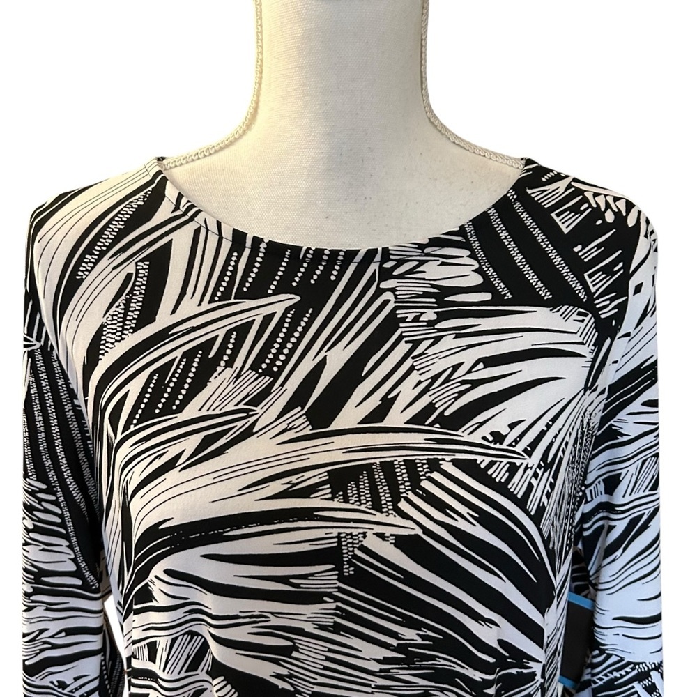 Alexander + Oak Boat Neck Elbow-Sleeve‎ Sheath Dress Black/White Sz Large NEW - Picture 3 of 6